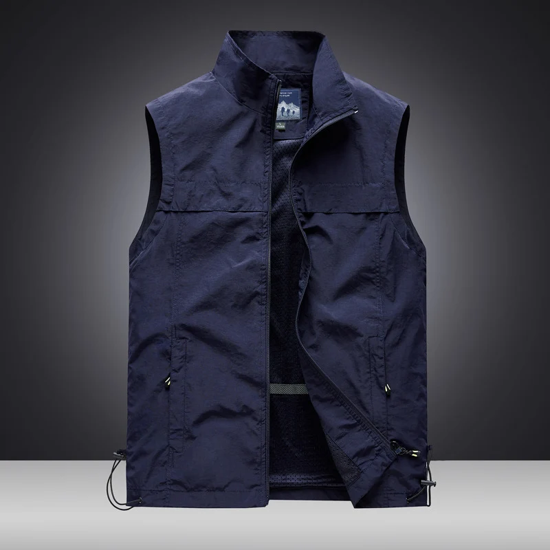 Herren Leichte wind- und wasserabweisende Utility-Weste mit Stehkragen, Mesh-Futter & verstellbarem Saum Drune