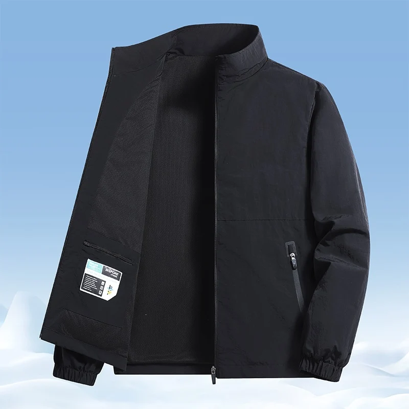 Herren Leichte wind- und wasserabweisende Übergangsjacke mit Meshfutter, Stehkragen & Reißverschlusstaschen Drune