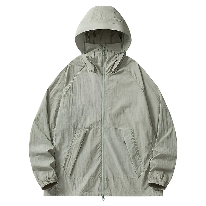 Herren Leichte wind- und wasserabweisende Kapuzenjacke mit Mesh‑Futter, Raglanärmeln & verstellbarem Saum Drune