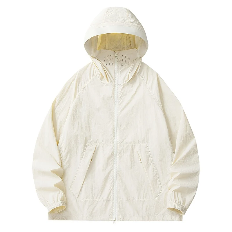 Herren Leichte wind- und wasserabweisende Kapuzenjacke mit Mesh‑Futter, Raglanärmeln & verstellbarem Saum Drune