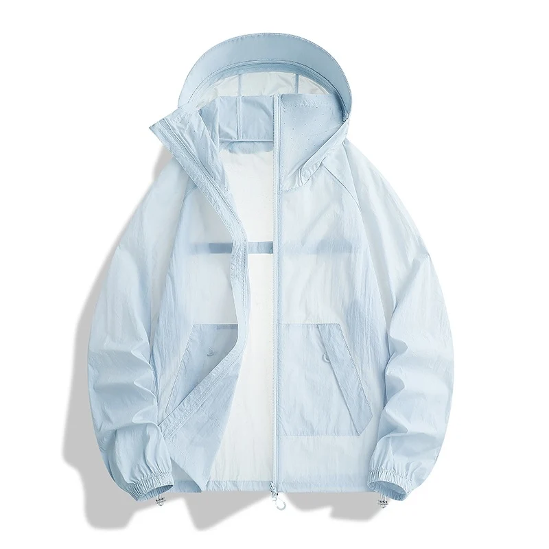 Herren Leichte wind- und wasserabweisende Kapuzen-Übergangsjacke mit verstellbarer Saumzug und Zwei-Wege-Reißverschluss Drune