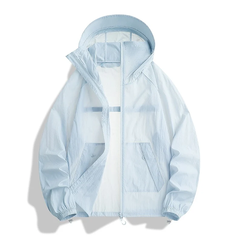 Herren Leichte wind- und wasserabweisende Kapuzen-Übergangsjacke mit verstellbarer Saumzug und Zwei-Wege-Reißverschluss Drune