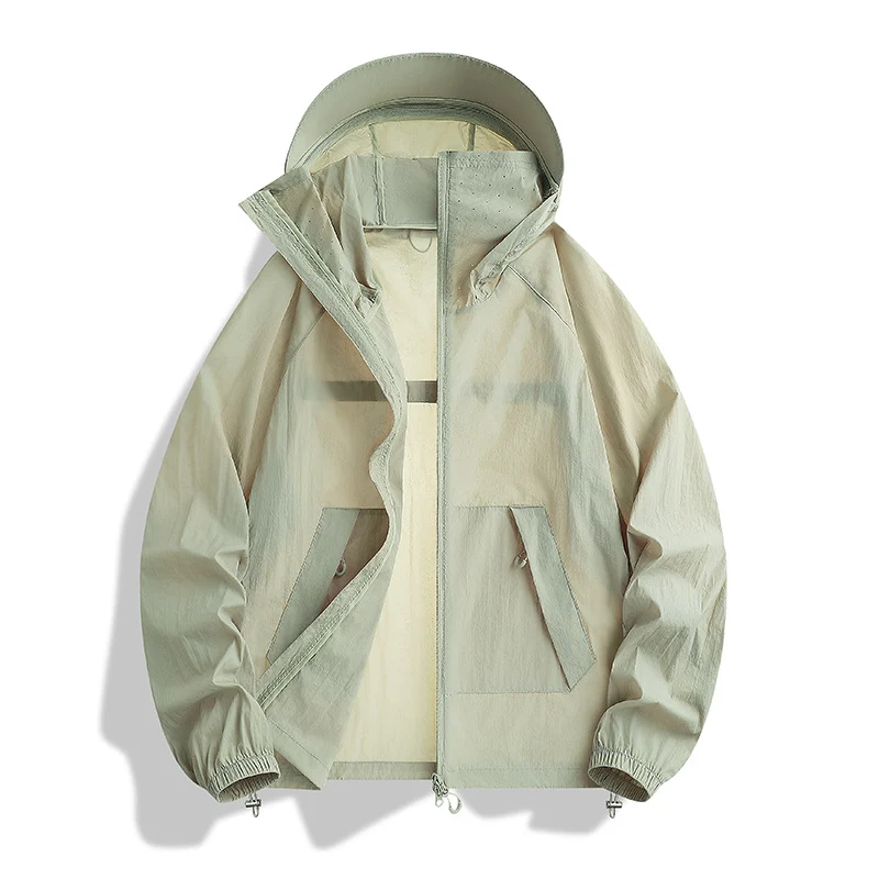 Herren Leichte Wind- und Wasserabweisende Kapuzen‑Übergangsjacke mit Netzfutter & Tunnelzug Drune