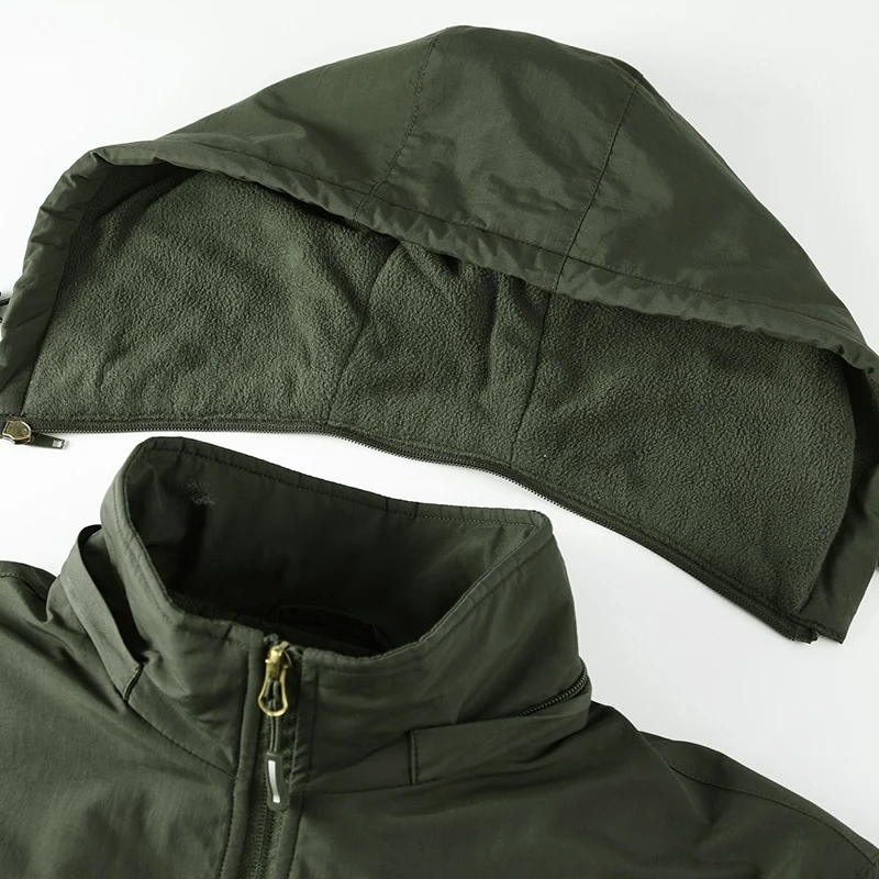 Herren Leichte Wind- und Thermo-Softshelljacke mit Kapuze, fleecegefüttert & Multifunktionstaschen Drune