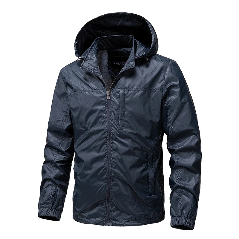 Herren Leichte wasserabweisende Kapuzen‑Windjacke mit Thermofutter & Brusttasche Drune