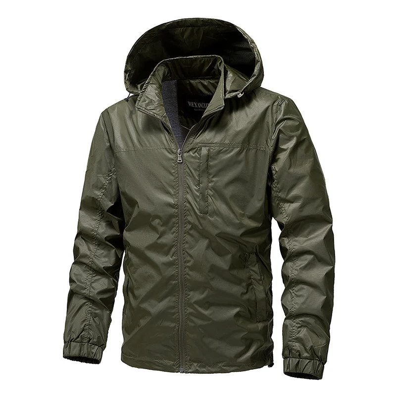 Herren Leichte wasserabweisende Kapuzen‑Windjacke mit Thermofutter & Brusttasche Drune