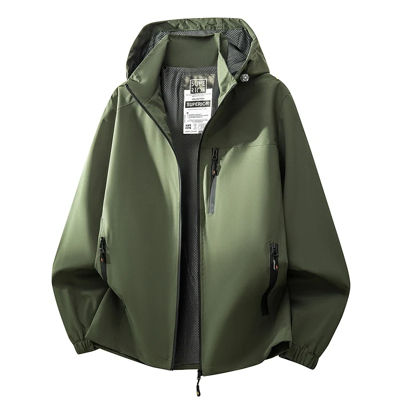 Herren Leichte wasserabweisende Kapuzen‑Softshelljacke mit Mesh‑Futter, Reißverschlusstaschen & elastischen Bündchen Drune