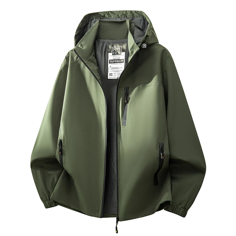 Herren Leichte wasserabweisende Kapuzen‑Softshelljacke mit Mesh‑Futter, Reißverschlusstaschen & elastischen Bündchen Drune