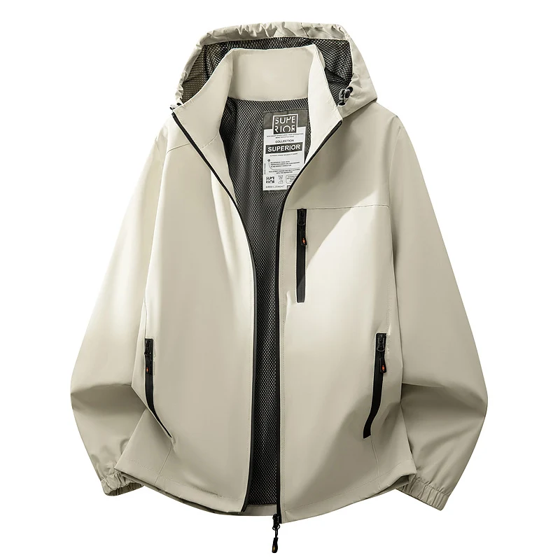 Herren Leichte wasserabweisende Kapuzen‑Softshelljacke mit Mesh‑Futter, Reißverschlusstaschen & elastischen Bündchen Drune