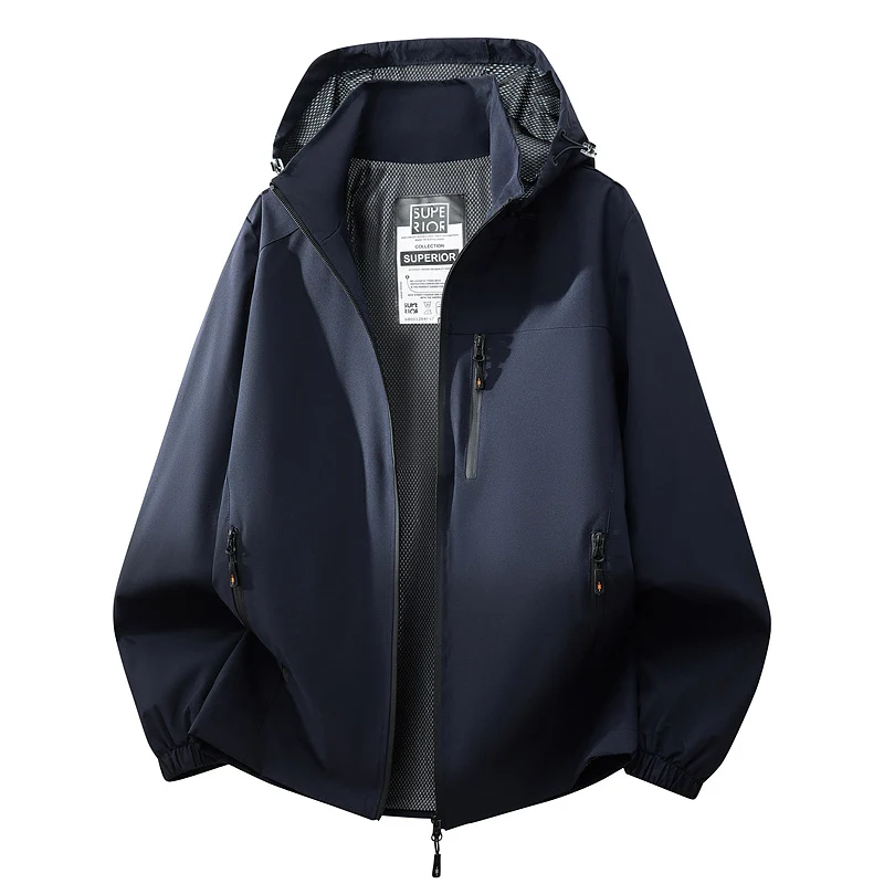 Herren Leichte wasserabweisende Kapuzen‑Softshelljacke mit Mesh‑Futter, Reißverschlusstaschen & elastischen Bündchen Drune