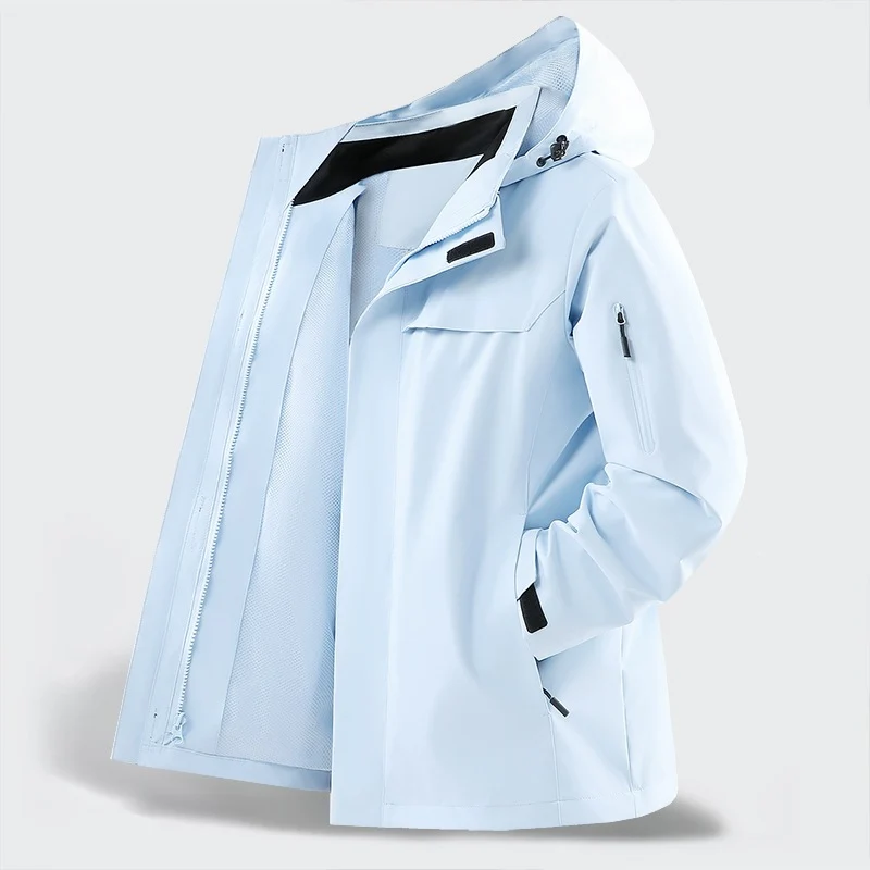 Herren Leichte wasserabweisende Kapuzen-Softshell-Übergangsjacke mit Meshfutter & Utility-Taschen Drune