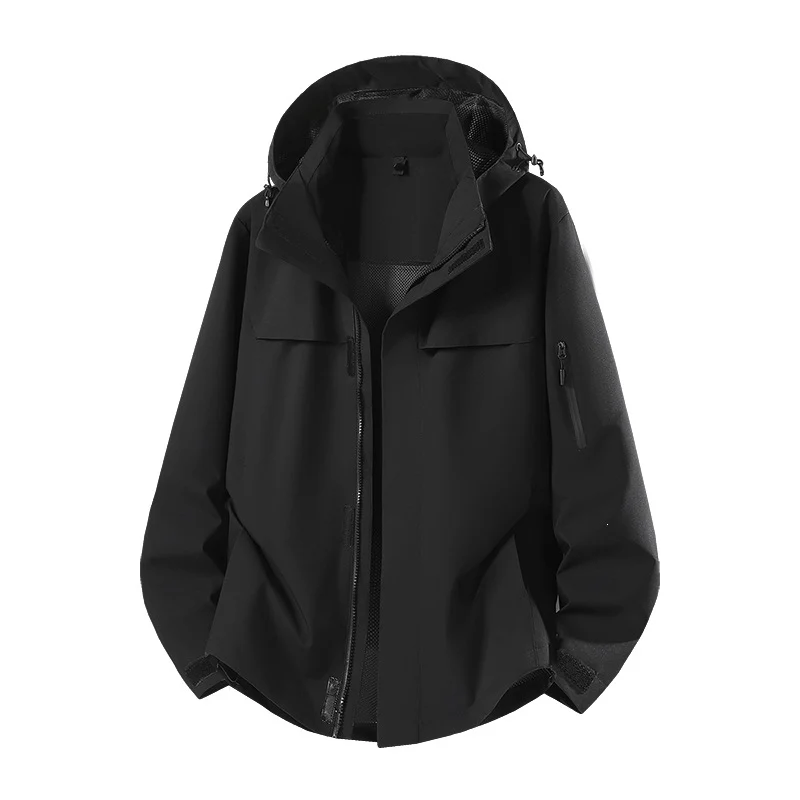Herren Leichte wasserabweisende Kapuzen-Softshell-Übergangsjacke mit Meshfutter & Utility-Taschen Drune