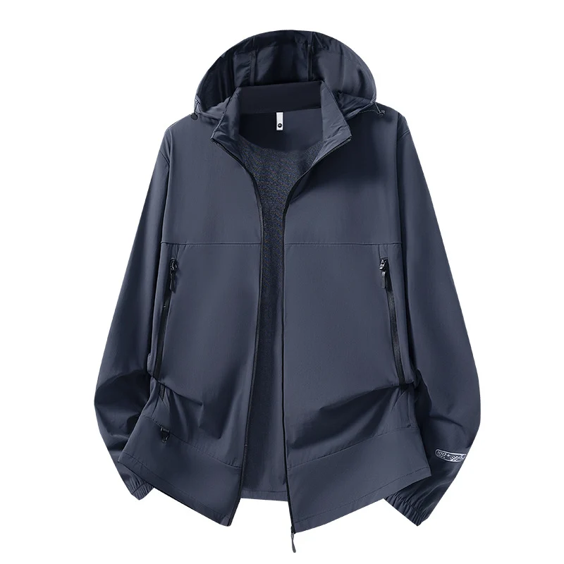 Herren Leichte Softshell-Übergangsjacke mit Kapuze, wind- und wasserabweisender Hülle & verstellbarem Kordelsaum Drune