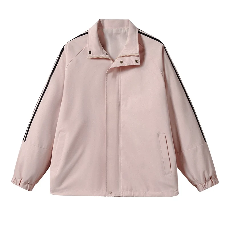 Herren Leichte Retro-Track-Übergangsjacke mit Stehkragen und Ärmelstreifen Drune