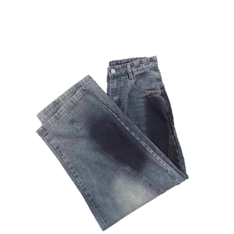 Damen Weitbeinige Destroyed Jeans Drune