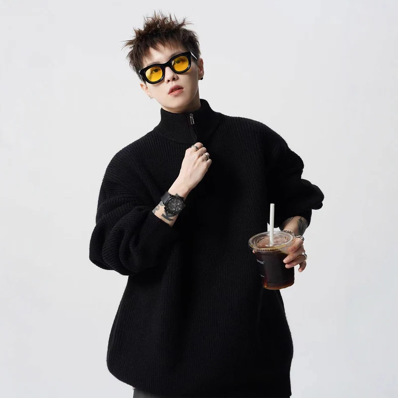Damen Urbaner Oversized Pullover mit Stehkragen Drune