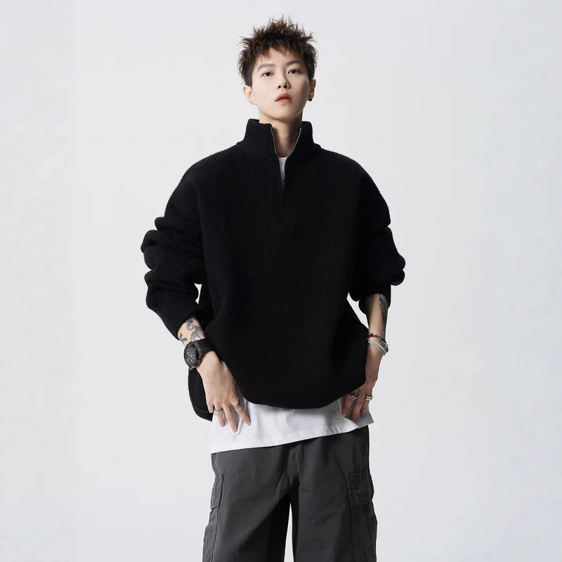 Damen Urbaner Oversized Pullover mit Stehkragen Drune