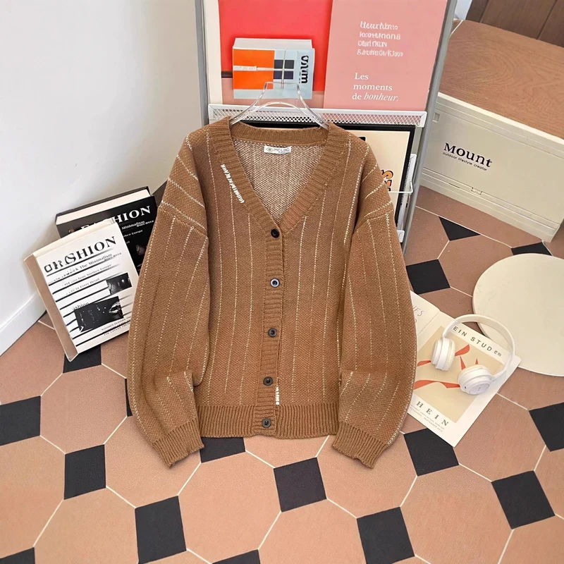 Damen Strickjacke mit V-Ausschnitt und Knöpfen Drune