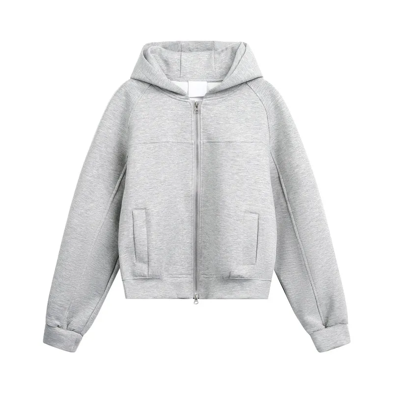 Damen Sportliche Kapuzensweatjacke Drune