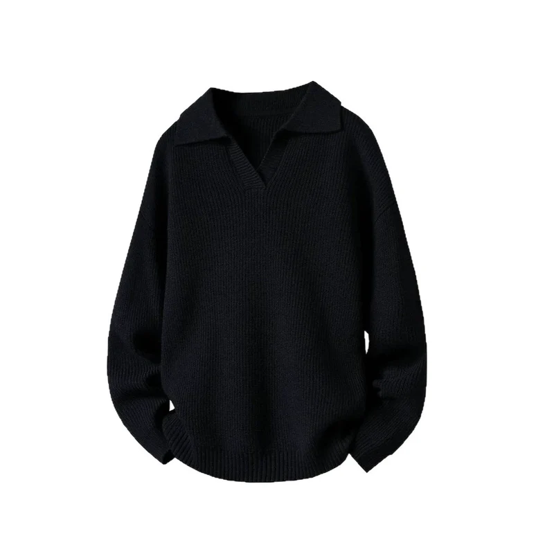 Damen Oversized Pullover mit Kragen Drune