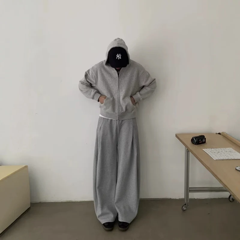 Damen Modisches Oversized Hoodie und Weitbein-Hosen Set Drune