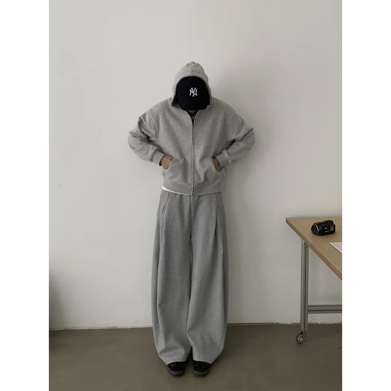 Damen Modisches Oversized Hoodie und Weitbein-Hosen Set Drune