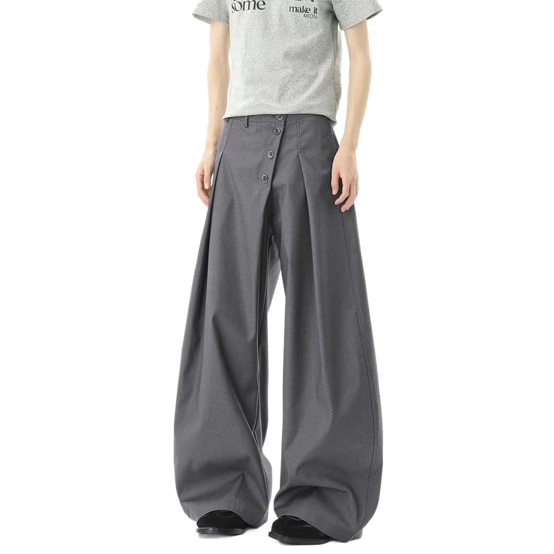 Damen Modische Weitgeschnittene Hose mit Knopfdetails Drune