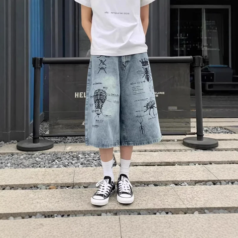 Damen Modische Weitbein-Jeans mit einzigartigem Grafikdesign Drune