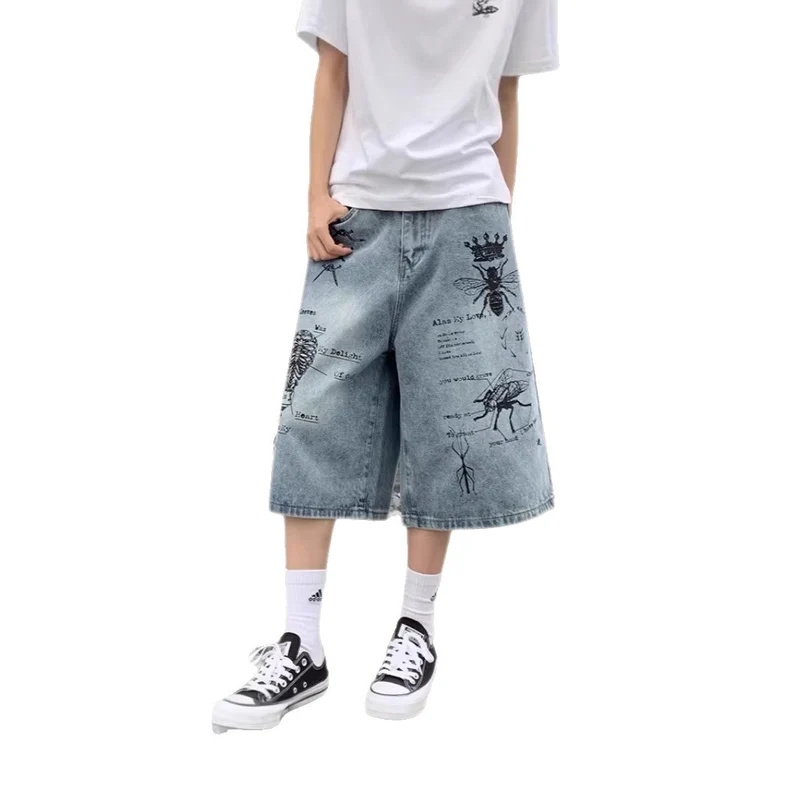 Damen Modische Weitbein-Jeans mit einzigartigem Grafikdesign Drune