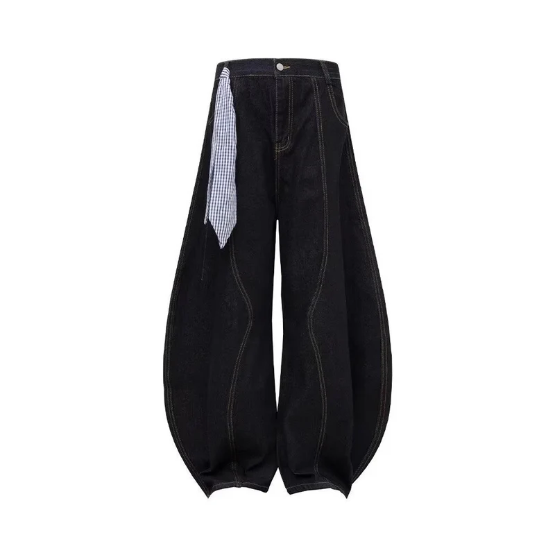 Damen Modische Weitbein-Hose mit innovativem Schnürdesign Drune