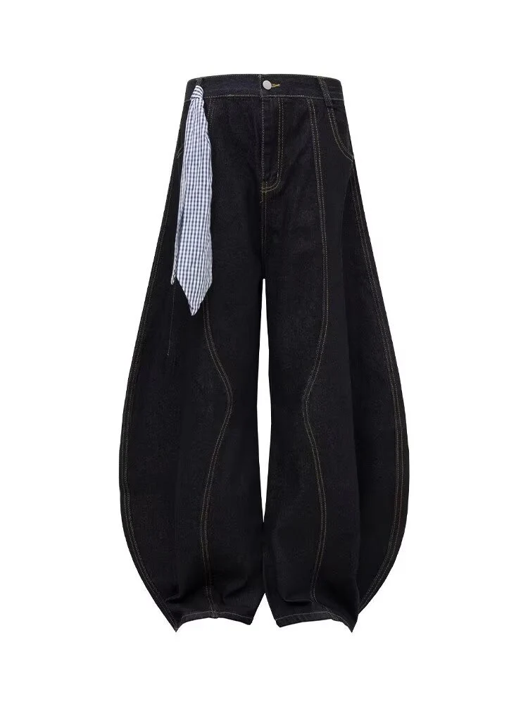 Damen Modische Weitbein-Hose mit innovativem Schnürdesign Drune