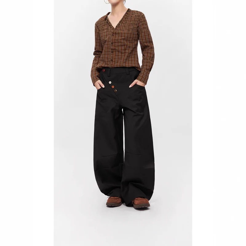 Damen Modische Weitbein-Hose Drune