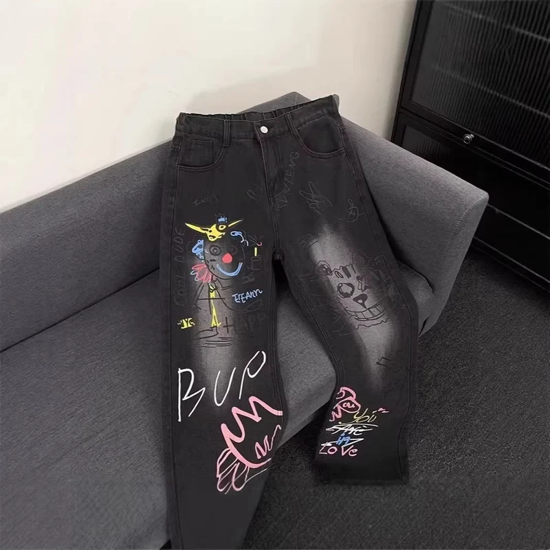 Damen Modische Jeans mit kreativem Grafikdruck Drune
