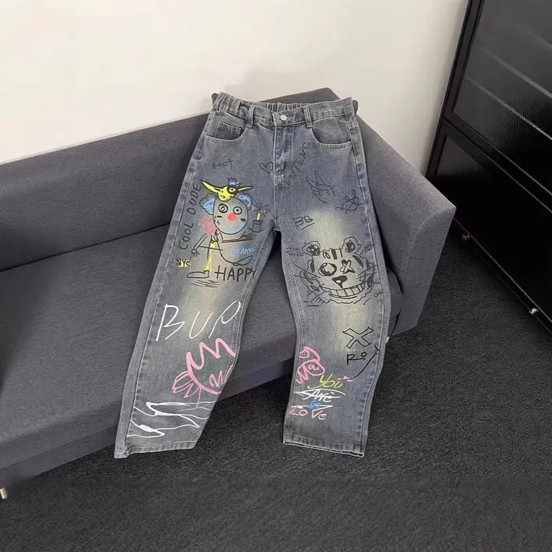 Damen Modische Jeans mit kreativem Grafikdruck Drune