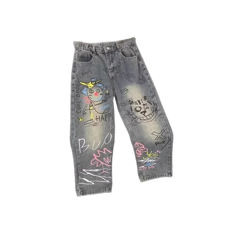 Damen Modische Jeans mit kreativem Grafikdruck Drune