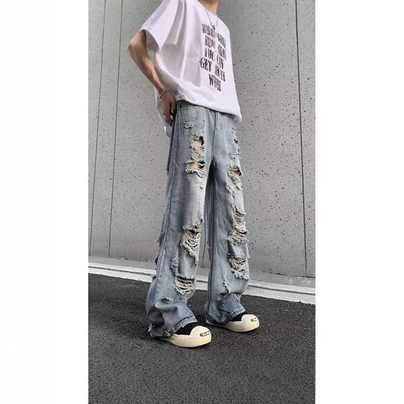 Damen Modische Destroyed Baggy-Jeans Drune