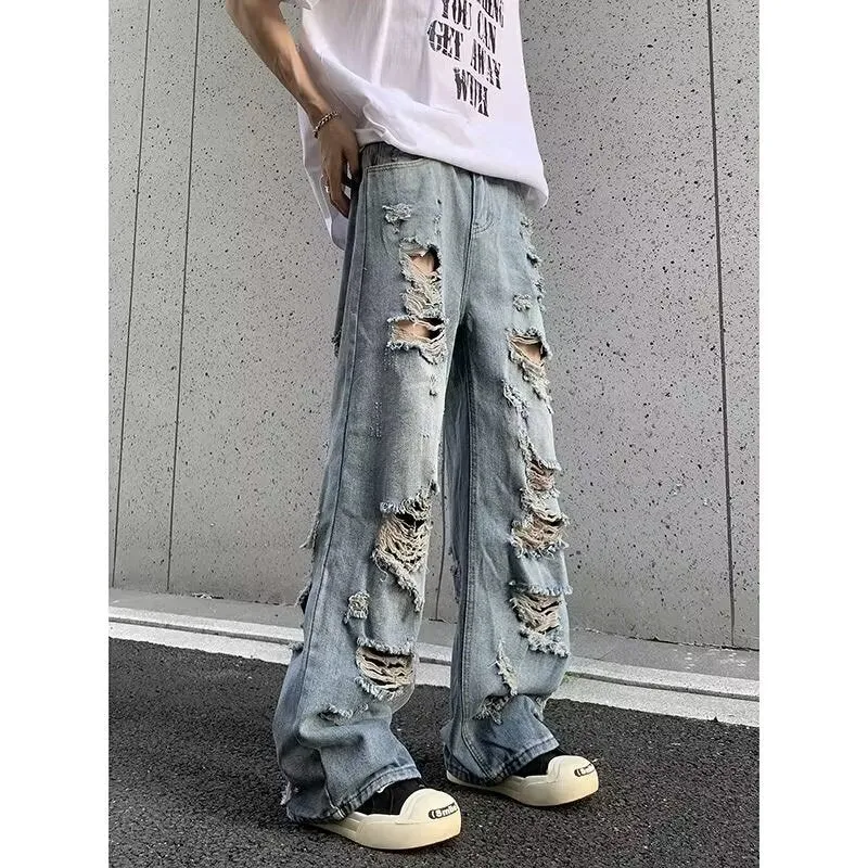 Damen Modische Destroyed Baggy-Jeans Drune