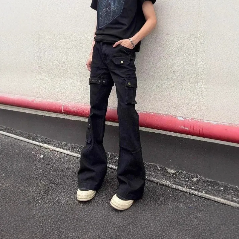 Damen Modische Cargo-Jeans mit weitem Bein und praktischen Taschen Drune