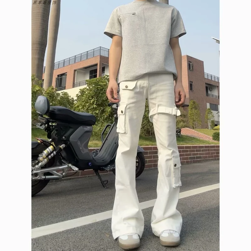 Damen Modische Cargo-Jeans mit weitem Bein und praktischen Taschen Drune