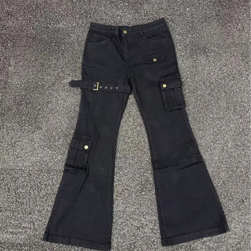 Damen Modische Cargo-Jeans mit weitem Bein und praktischen Taschen Drune