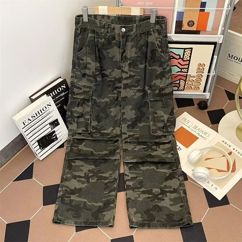 Damen Modische Cargo-Hose mit Camouflage-Muster Drune