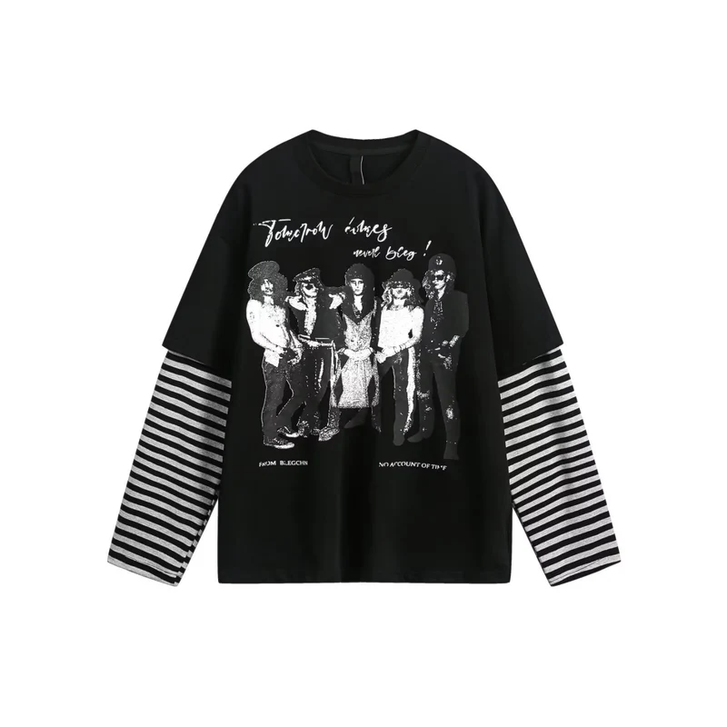 Damen Lässiges Oversized T-Shirt mit gestreiften Ärmeln Drune