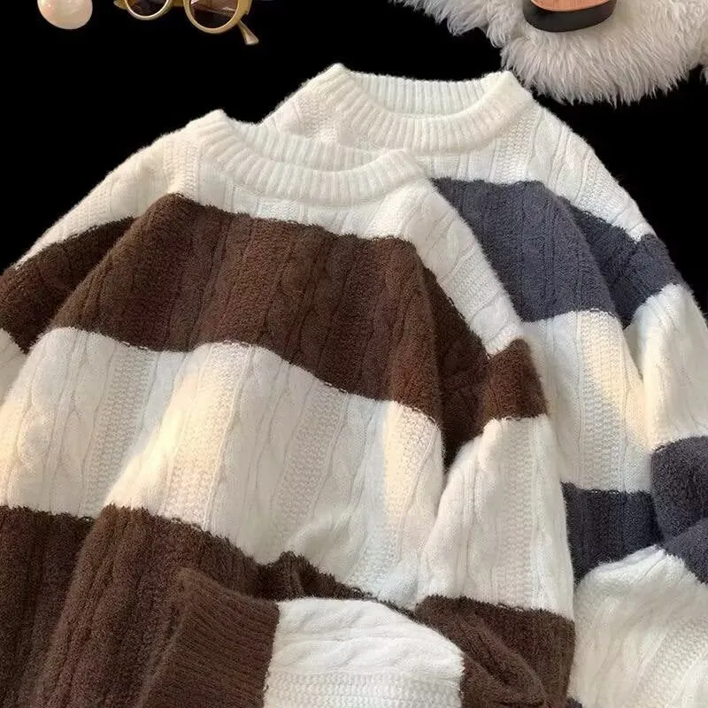 Damen Lässiger Strickpullover mit Zopfmuster Drune