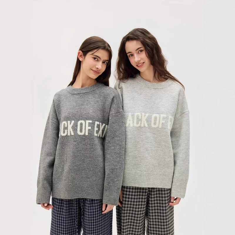 Damen Lässiger Oversized Pullover mit kreativem Schriftzug Drune