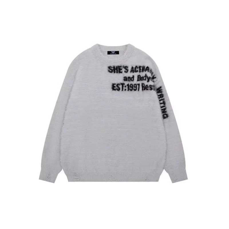Damen Lässiger Oversized Pullover mit grafischem Print Drune
