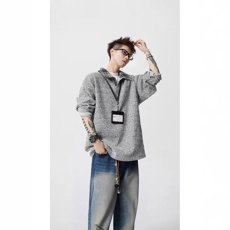 Damen Lässiger Oversize-Hemd-Pullover Drune