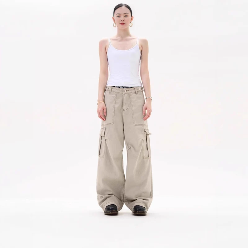 Damen Lässige Weitgeschnittene Cargo-Hose mit praktischen Taschen Drune