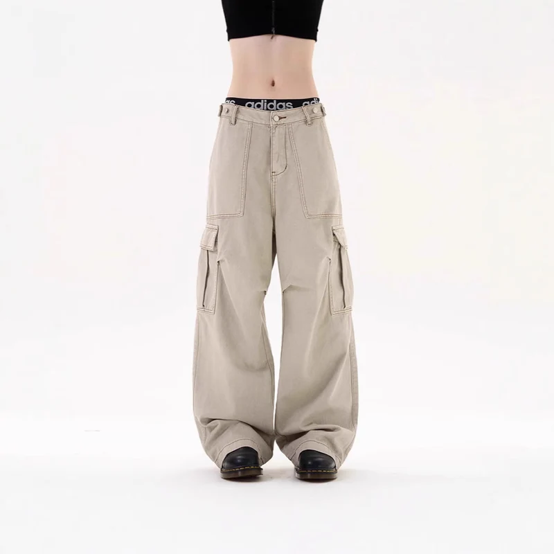 Damen Lässige Weitgeschnittene Cargo-Hose mit praktischen Taschen Drune