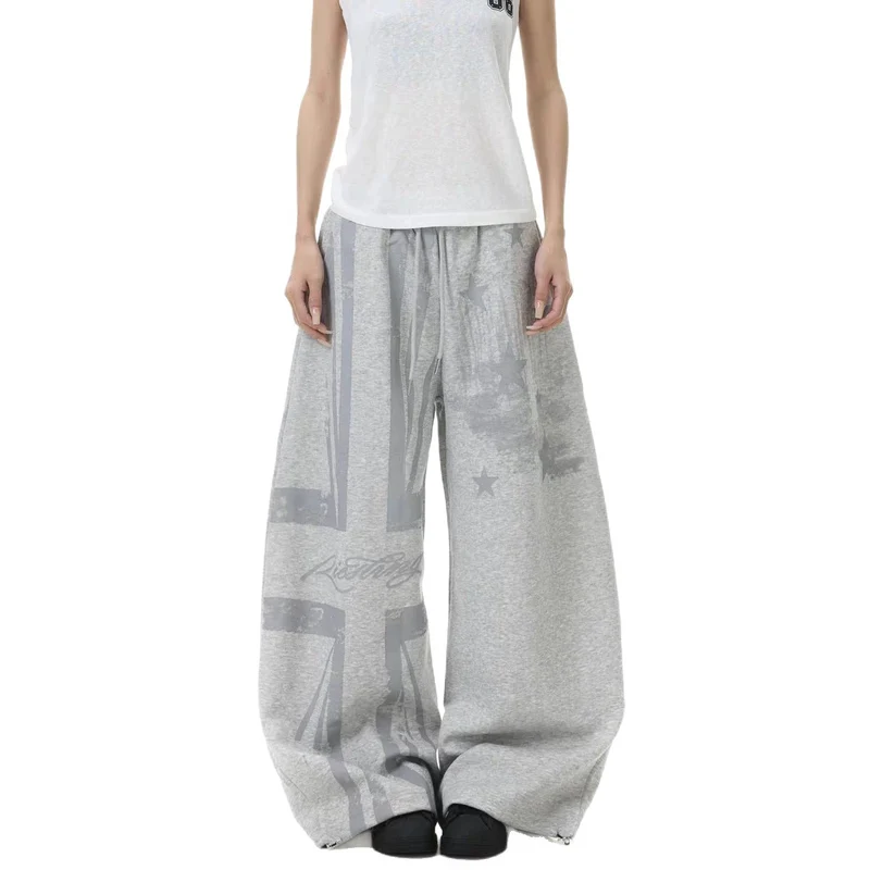 Damen Lässige Übergröße Sweatpants mit grafischen Designelementen Drune