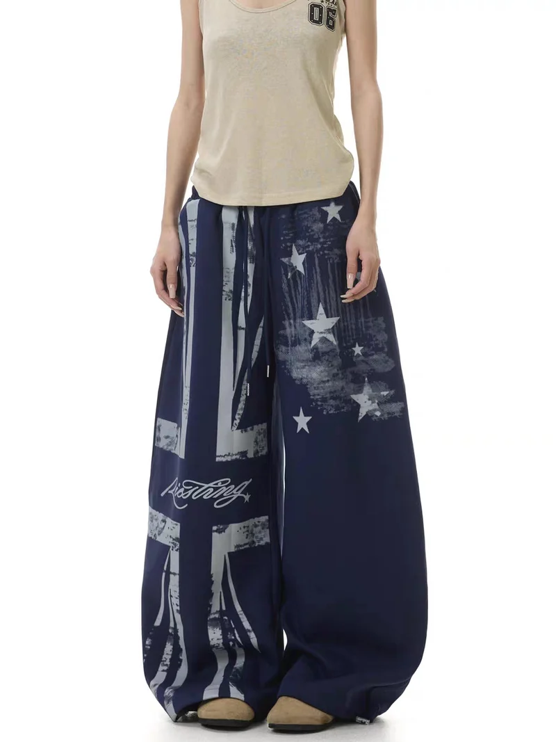 Damen Lässige Übergröße Sweatpants mit grafischen Designelementen Drune